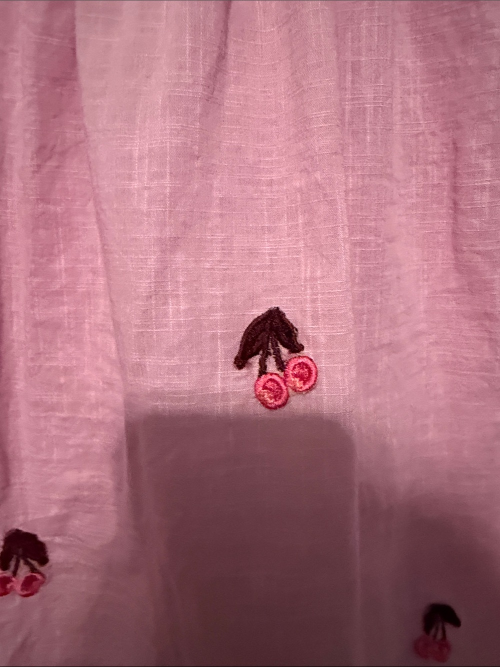 Maeve for Anthropologie Lilac Pink Button-Down Shirt with Cherry Embroidery - Picture 6 of 9